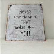 Never Lose The Spark Metal Sign